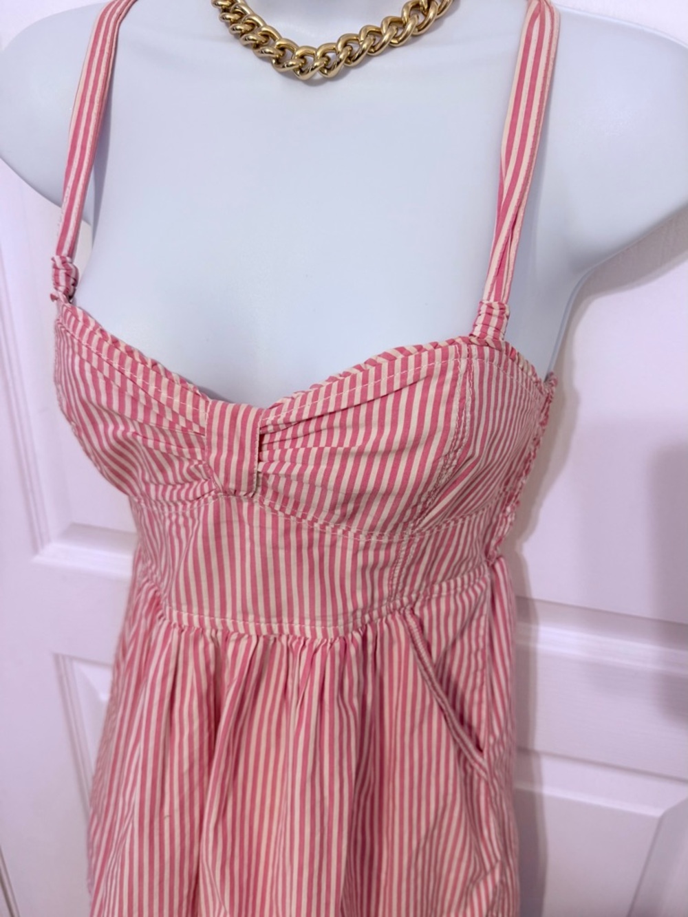 Abercrombie & Fitch Pink and White Striped Mini Sundress - Picture 3 of 6